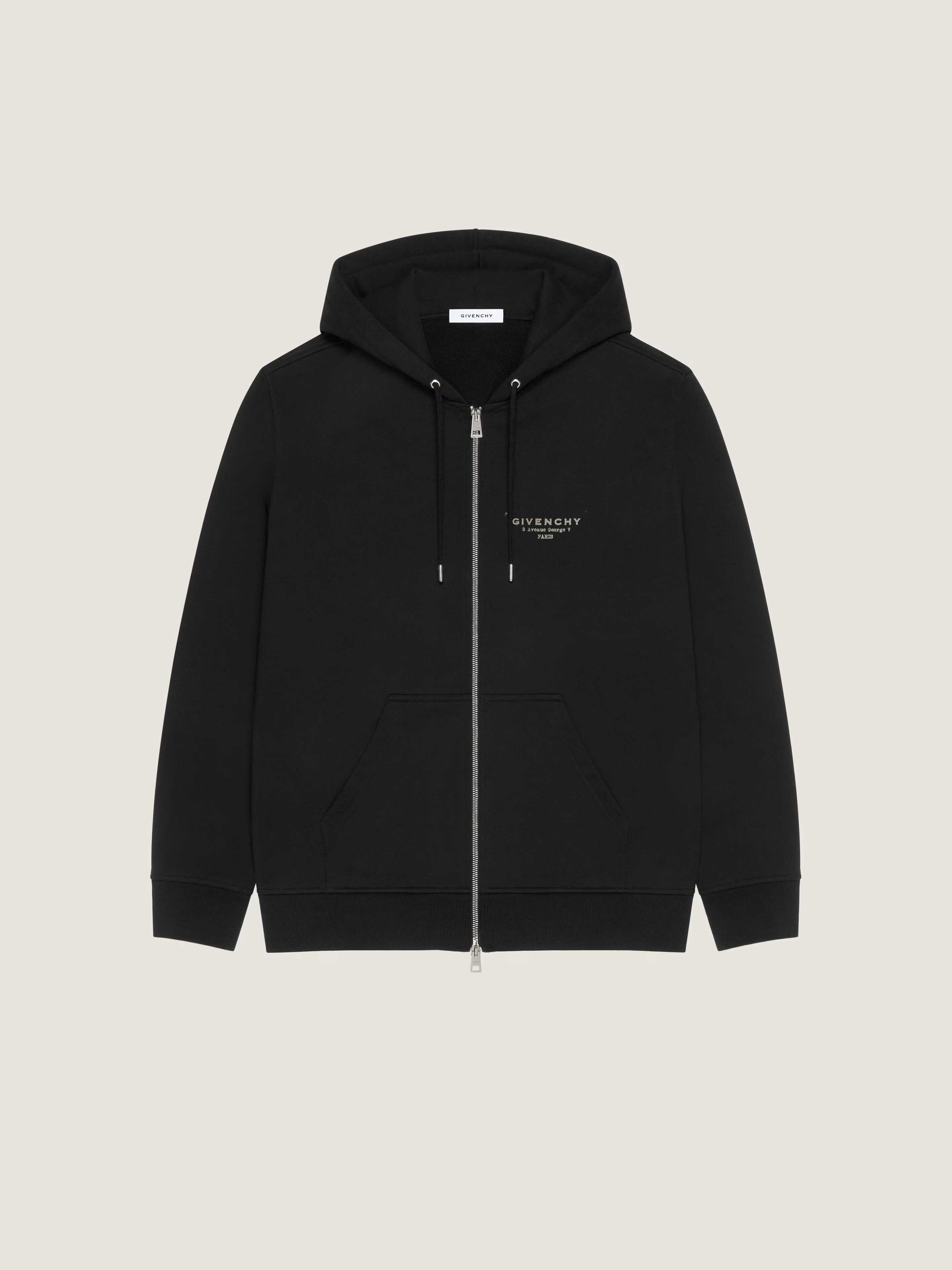 Zipped hoodie in fleece with GIVENCHY Stamp print