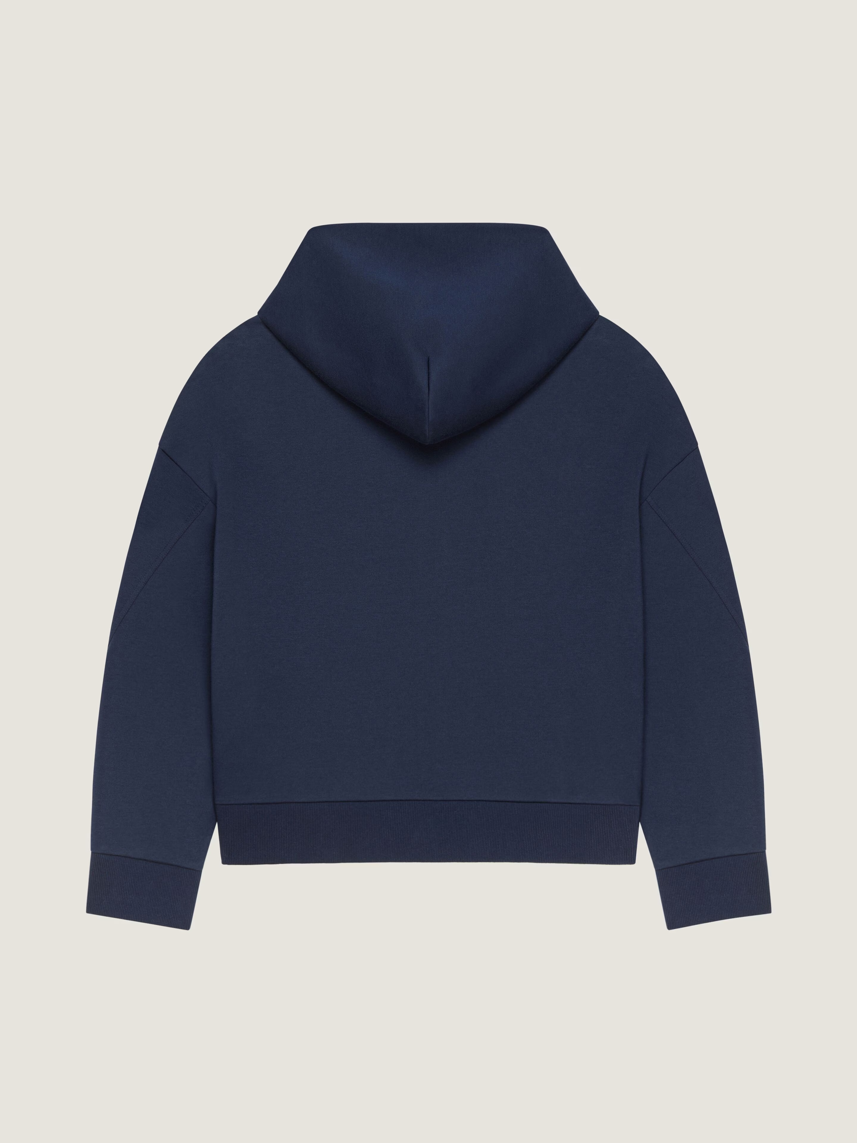 Zipped hoodie in scuba